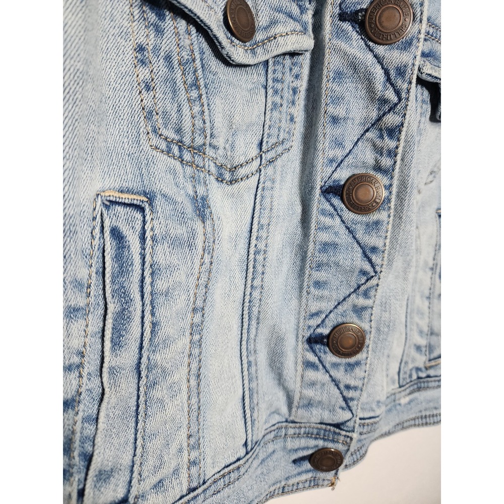 American Eagle Denim Vest Women S Light Wash Button Front vest - Picture 8 of 13